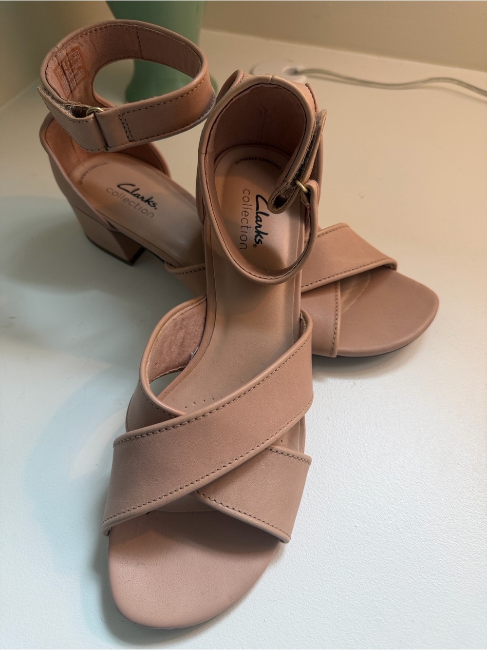 Clarks Blush Pink Crisscross Ankle Strap Sandals